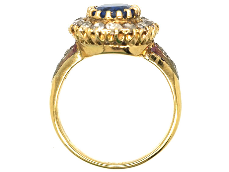 Edwardian 18ct Gold Oval Sapphire & Diamond Ring