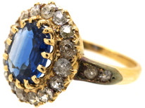 Edwardian 18ct Gold Oval Sapphire & Diamond Ring
