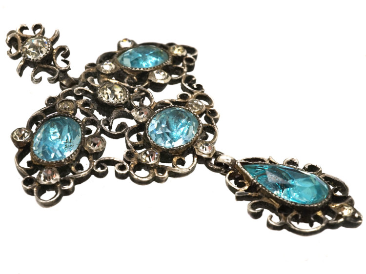 Edwardian Silver & Blue & White Paste Pendant