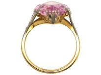 Edwardian 18ct Gold, Synthetic Pink Spinel & Rose Diamond Ring
