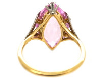 Edwardian 18ct Gold, Synthetic Pink Spinel & Rose Diamond Ring