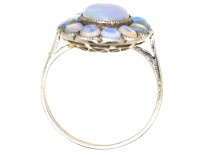Silver Arts & Crafts Oval Ring Set With Water Opals