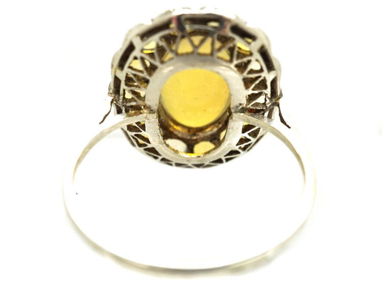 Silver Arts & Crafts Oval Ring Set With Water Opals