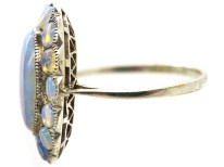 Silver Arts & Crafts Oval Ring Set With Water Opals