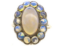 Silver Arts & Crafts Oval Ring Set With Water Opals