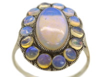 Silver Arts & Crafts Oval Ring Set With Water Opals