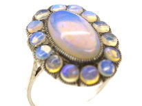 Silver Arts & Crafts Oval Ring Set With Water Opals