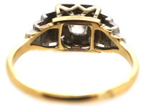 Art Deco 18ct Gold, Platinum & Diamond Solitaire Ring With Stepped Diamond Set Shoulders