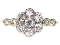 Edwardian 18ct Gold, Platinum & Diamond Cluster Ring