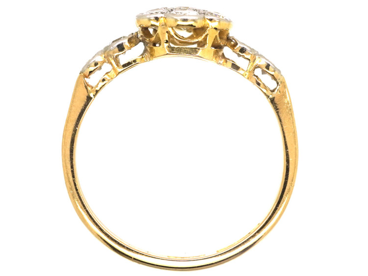 Edwardian 18ct Gold, Platinum & Diamond Cluster Ring