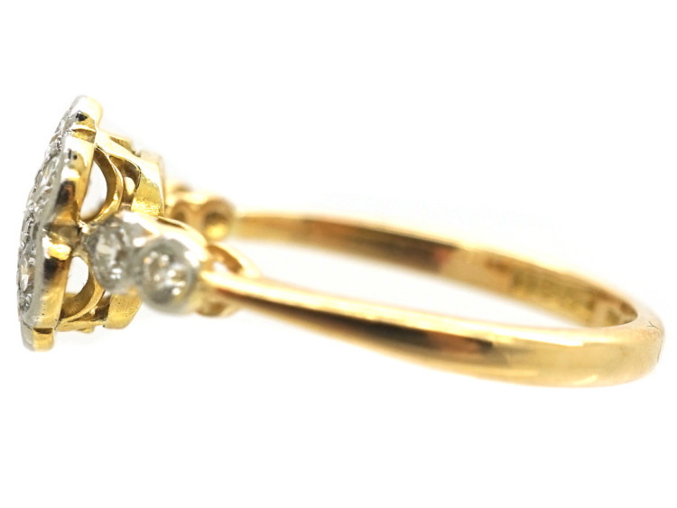 Edwardian 18ct Gold, Platinum & Diamond Cluster Ring