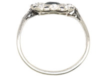 French Platinum, Sapphire & Diamond Oval Cluster Ring