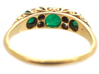 Victorian 18ct Gold, Emerald & Diamond Carved Half Hoop Ring