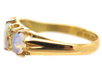Edwardian 18ct Gold, Rose Diamond & Opal Three Stone Ring