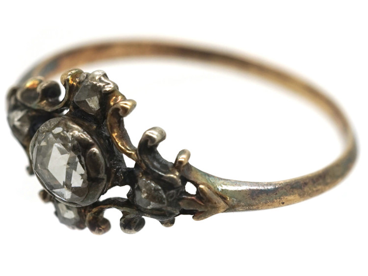 Georgian 18ct Gold & Silver Rose Diamond Ring