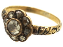 Georgian 18ct Gold Rose Diamond Cluster Ring