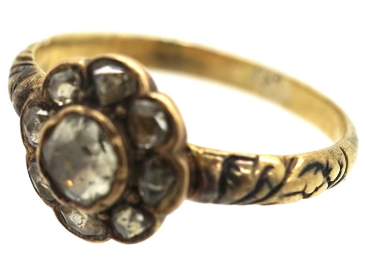 Georgian 18ct Gold Rose Diamond Cluster Ring