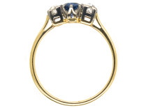 Art Deco 18ct Gold, Sapphire & Diamond Ring