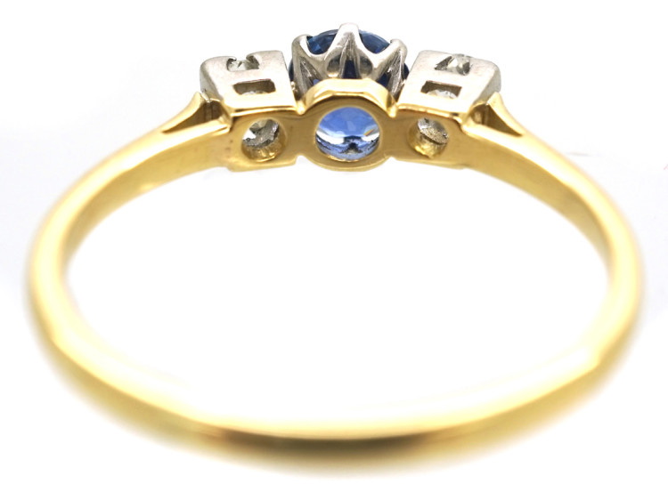 Art Deco 18ct Gold, Sapphire & Diamond Ring