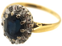 18ct Gold Sapphire & Diamond Oval Cluster Ring