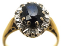 18ct Gold Sapphire & Diamond Oval Cluster Ring