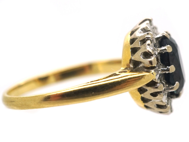 18ct Gold Sapphire & Diamond Oval Cluster Ring