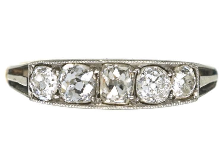 Art Deco 18ct Gold & Platinum Five Stone Diamond Ring