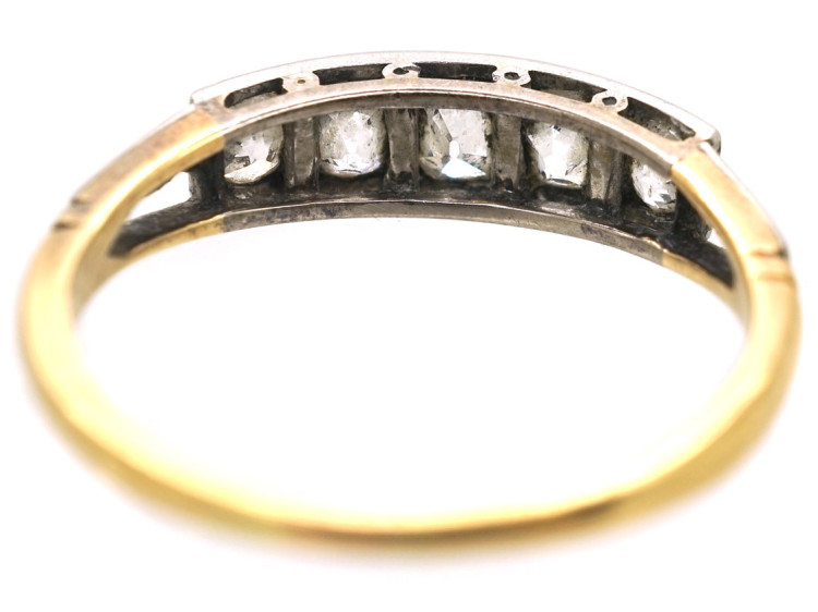 Art Deco 18ct Gold & Platinum Five Stone Diamond Ring