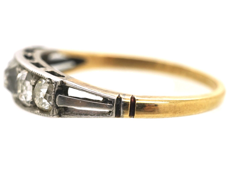 Art Deco 18ct Gold & Platinum Five Stone Diamond Ring
