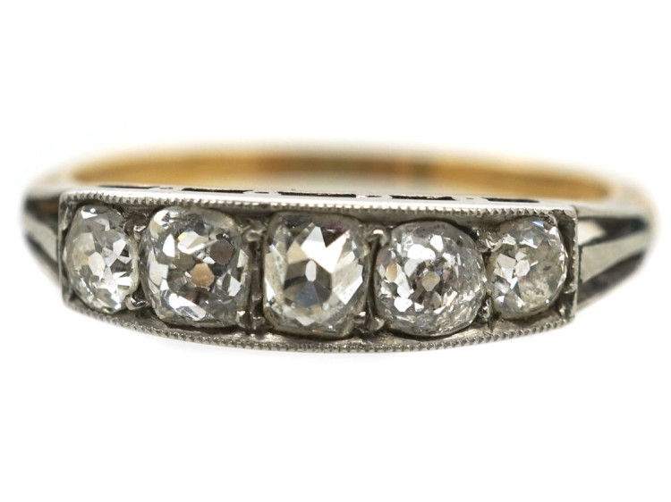 Art Deco 18ct Gold & Platinum Five Stone Diamond Ring