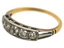 Art Deco 18ct Gold & Platinum Five Stone Diamond Ring
