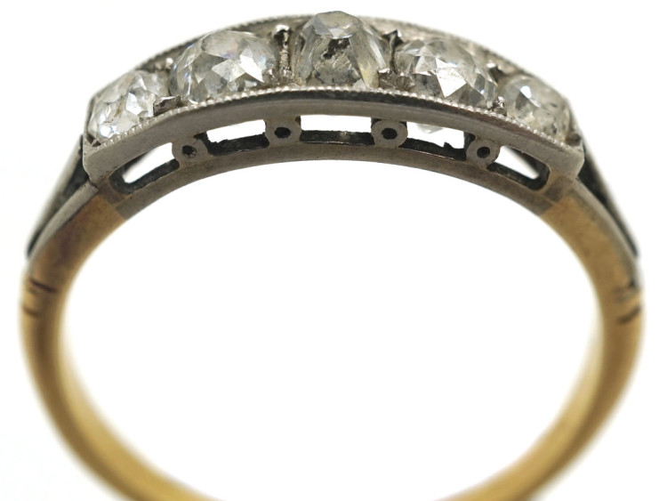 Art Deco 18ct Gold & Platinum Five Stone Diamond Ring