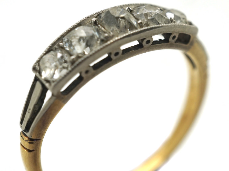 Art Deco 18ct Gold & Platinum Five Stone Diamond Ring