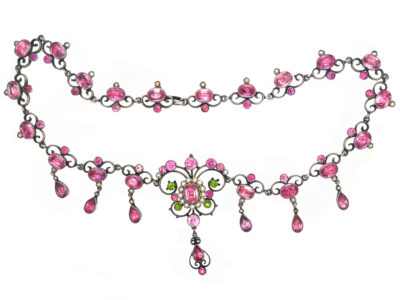 Edwardian Silver & Paste Necklace in Original Case