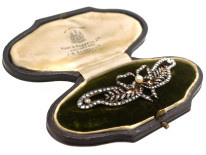 Edwardian Rose Diamond & Natural Pearl Hair slide in Original Case