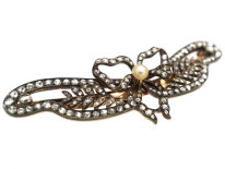Edwardian Rose Diamond & Natural Pearl Hair slide in Original Case