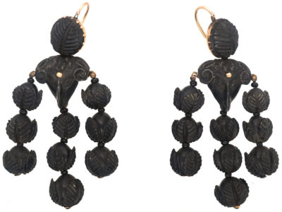 Early 19th Century Bog Oak Ram's Head Earrings