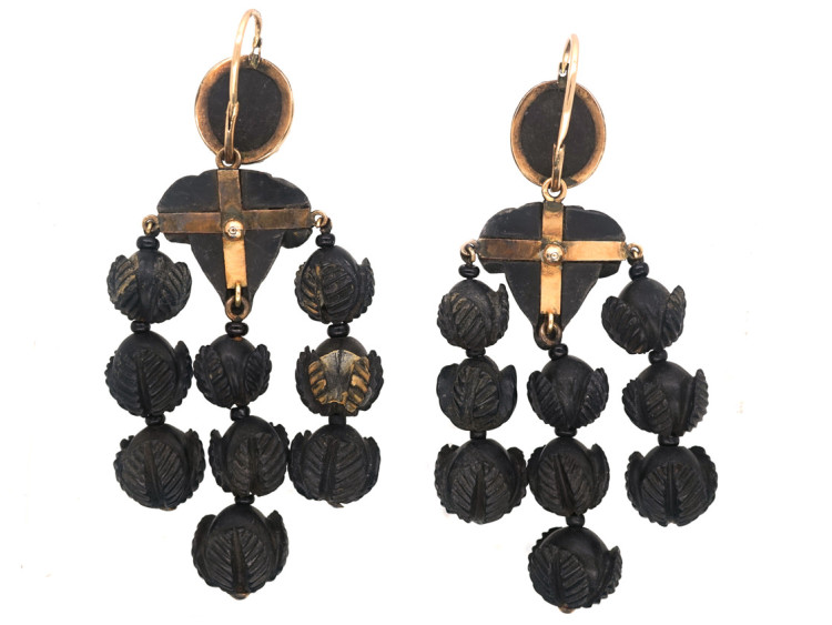 Early 19th Century Bog Oak Ram's Head Earrings