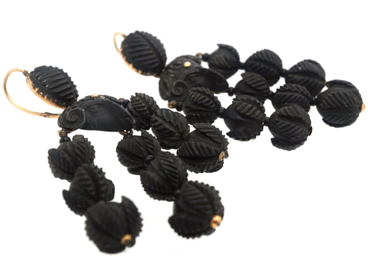 Early 19th Century Bog Oak Ram's Head Earrings