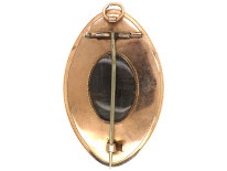 Georgian Gold Navette Shaped Mourning Brooch with Miniature of Lady & Angel