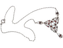 Edwardian Silver, Flat Cut Almandine Garnets & Blister Necklace