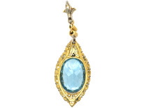 Art Deco 18ct Gold & Platinum, Aquamarine & Diamond Pendant