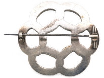 Victorian Scottish Silver & Agate Interlocking Rings Brooch