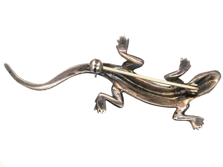 Silver & Marcasite Lizard Brooch
