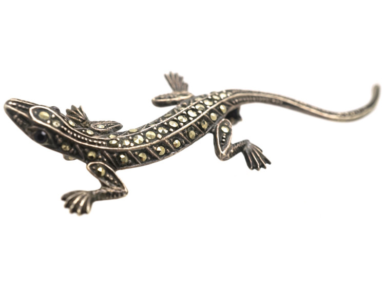 Silver & Marcasite Lizard Brooch