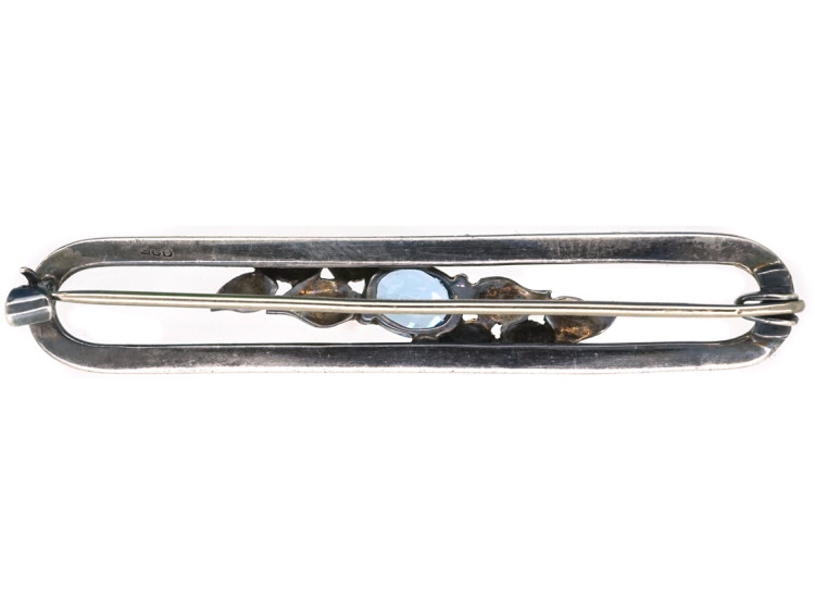 Art Deco Silver & Blue Synthetic Spinel Brooch