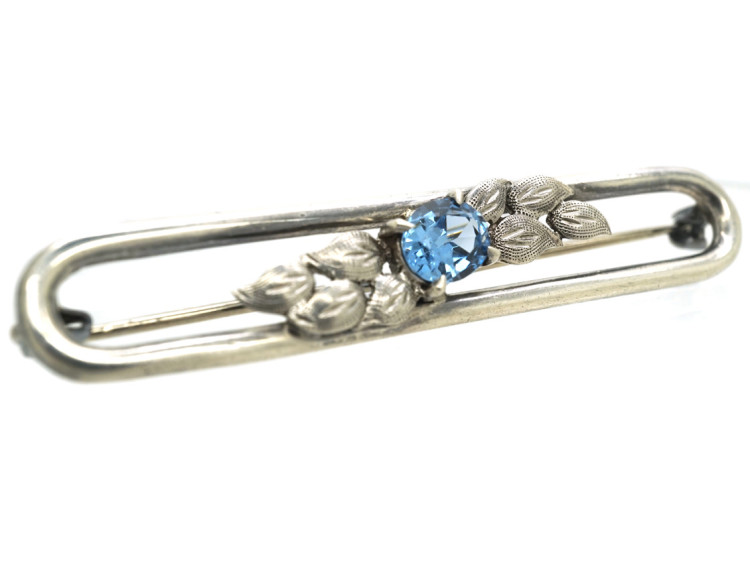 Art Deco Silver & Blue Synthetic Spinel Brooch