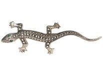 Silver & Marcasite Lizard Brooch