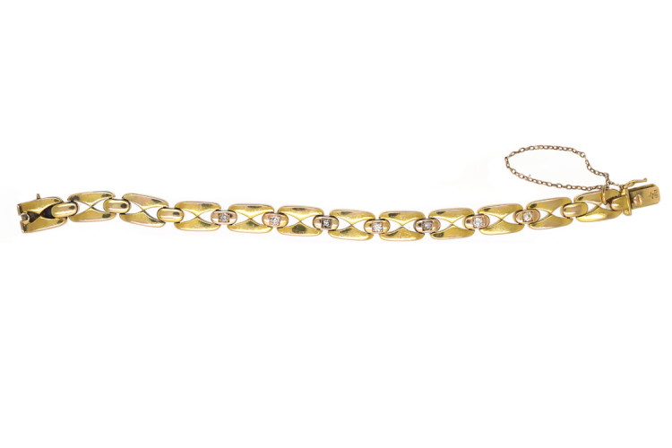 Art Deco 14ct Gold & Diamond Bracelet