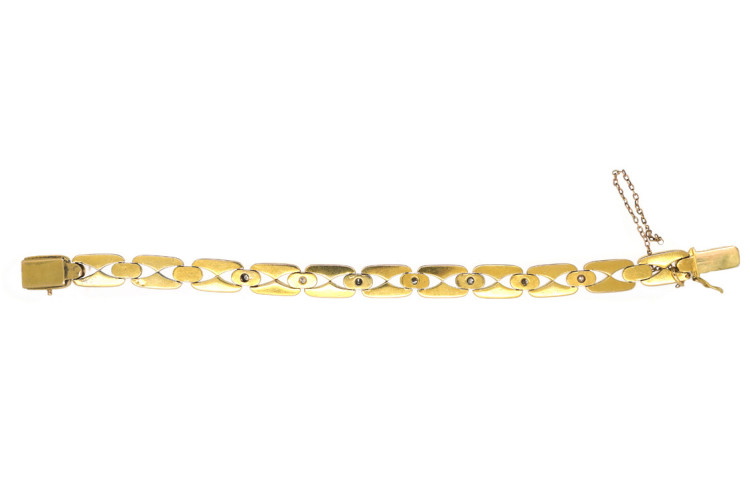 Art Deco 14ct Gold & Diamond Bracelet